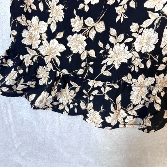 Counterparts Black/Tan Floral Tie Front Ruffle Women's Blouse Size Medium - Picture 6 of 9